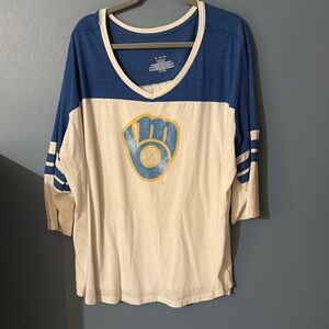 Fanatics Blue and Cream 3/4  Sleeve Tee Size 4X